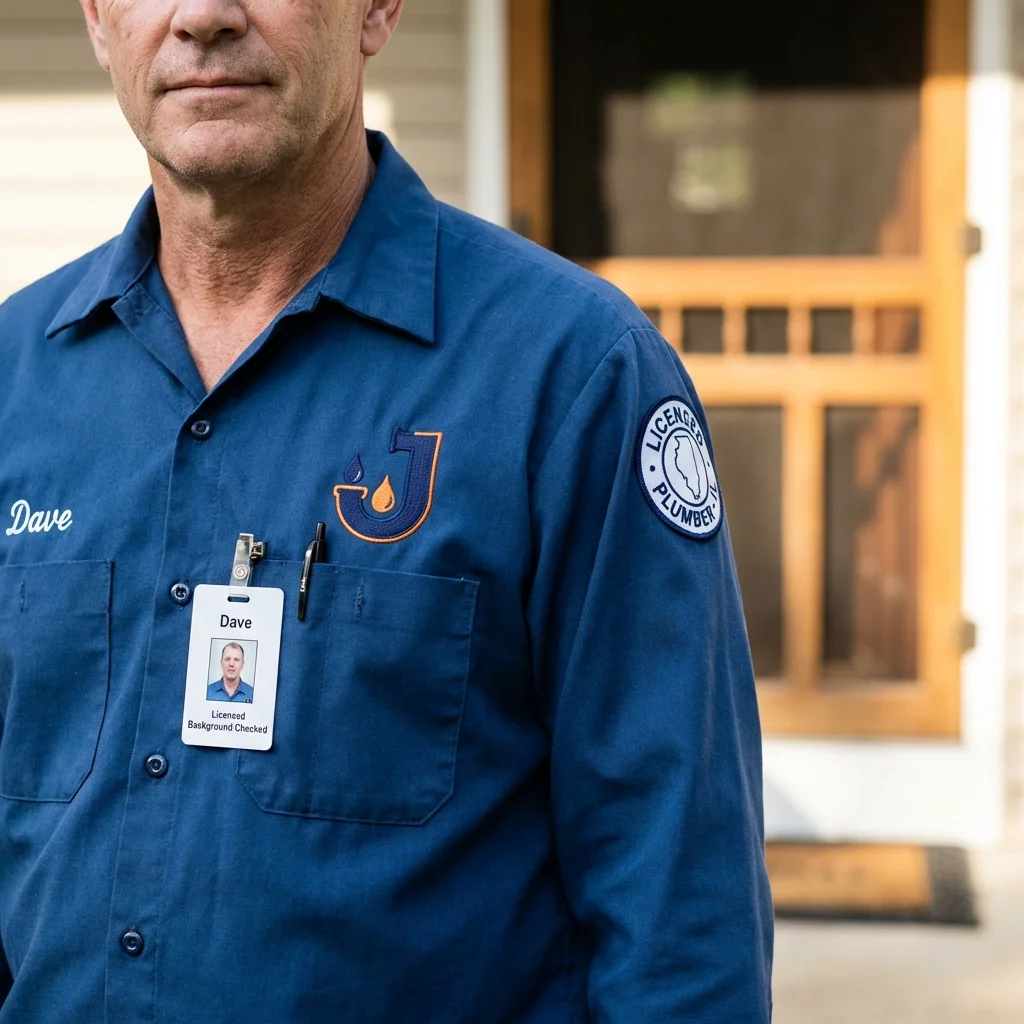Licensed plumber showing ID badge in Hopkinsville, KY