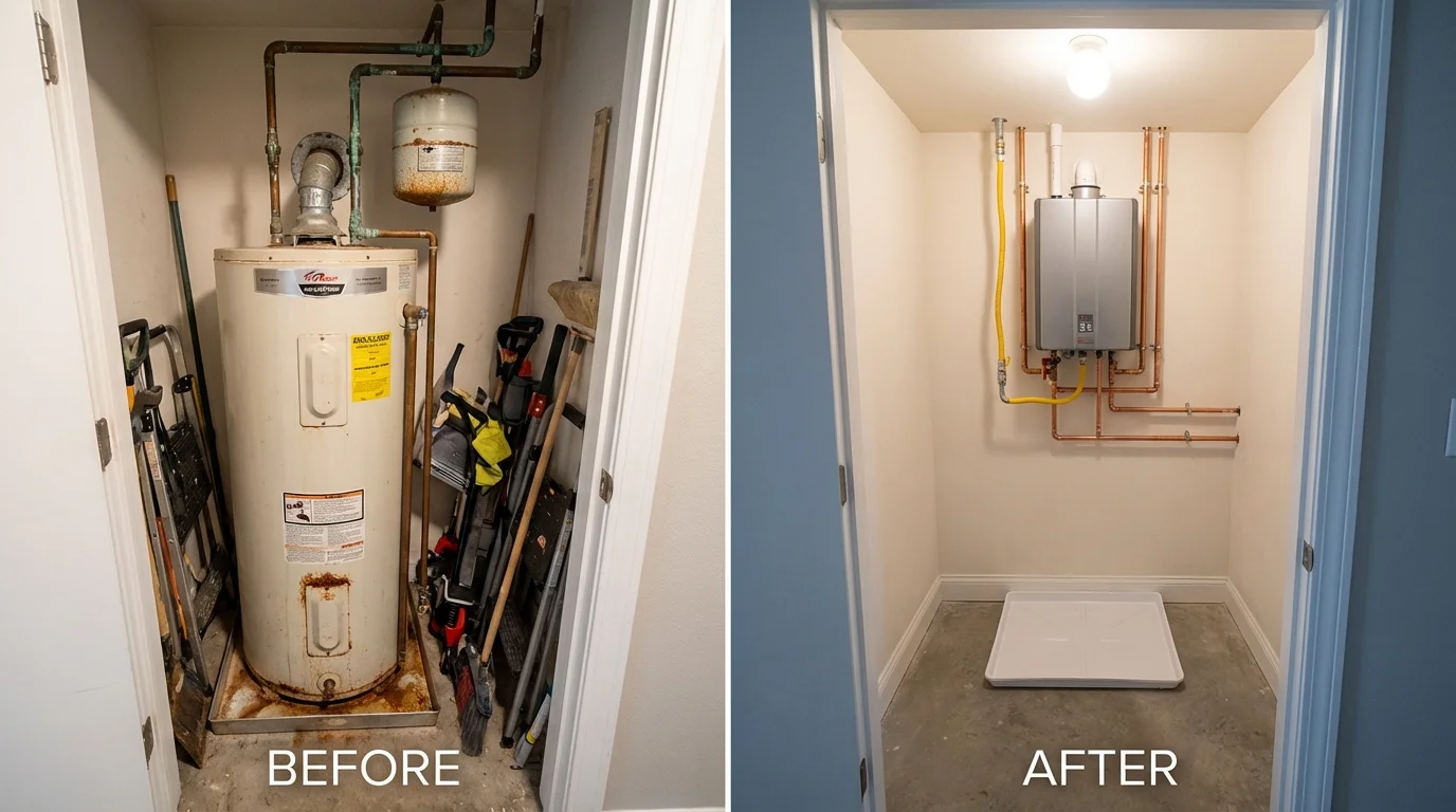 Tank water heater versus wall-mounted tankless unit comparison for Hopkinsville, KY homeowners