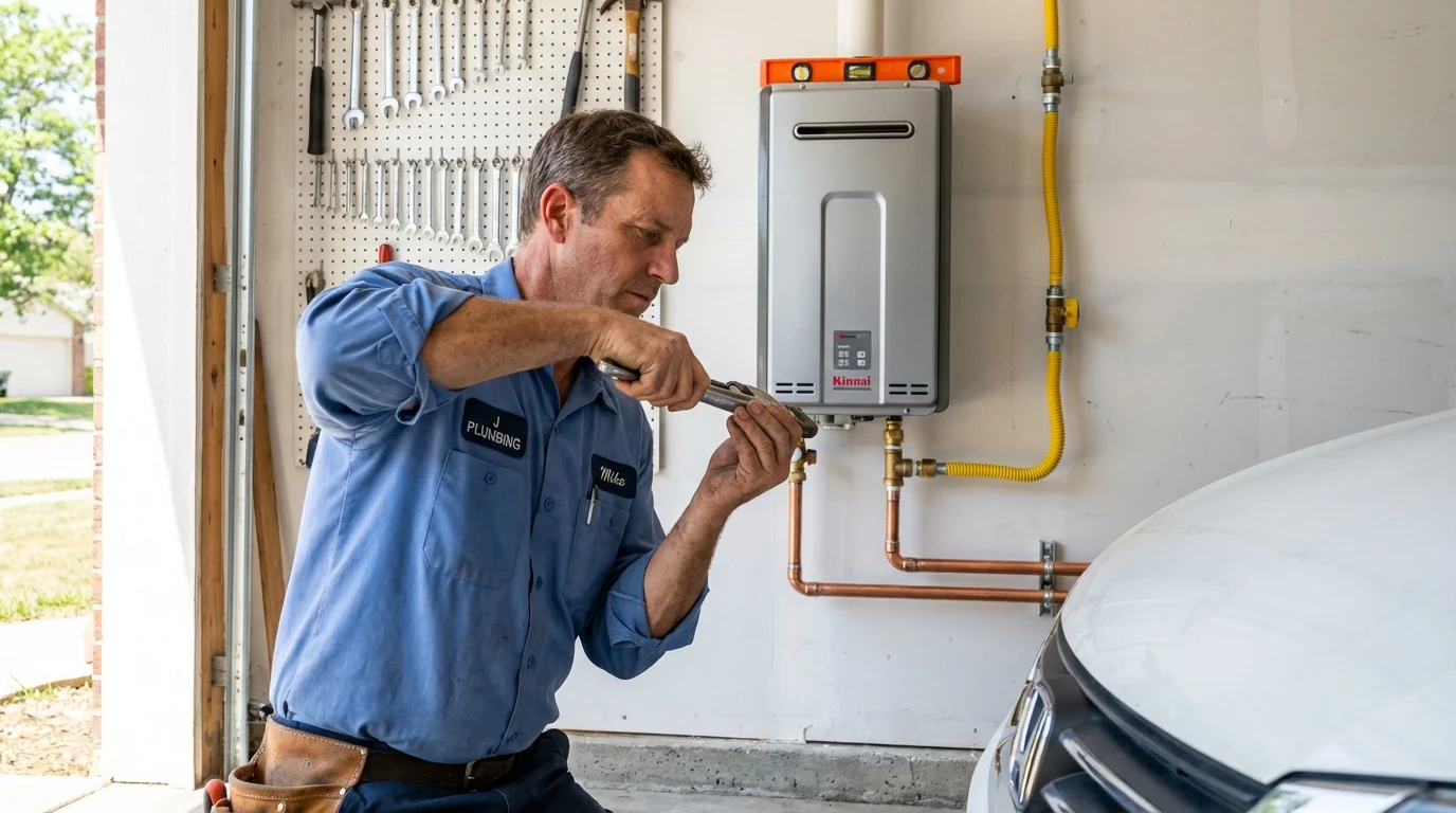 Tankless water heater installation by a Johns Plumbing LLC plumber in Hopkinsville